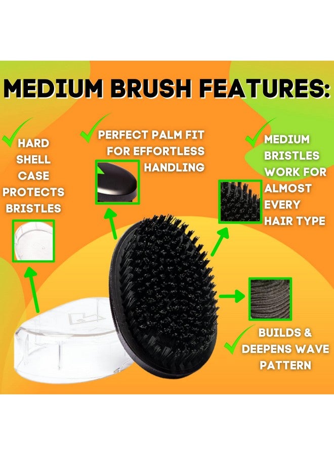 Veeta Superior Wave Brush Palm Wave Brush For Men 360 With Protective Cover 100% Synthetic Flex Bristles Curved Wave Brush Designed To Deepen & Define Wave Pattern (Medium) - Image 3