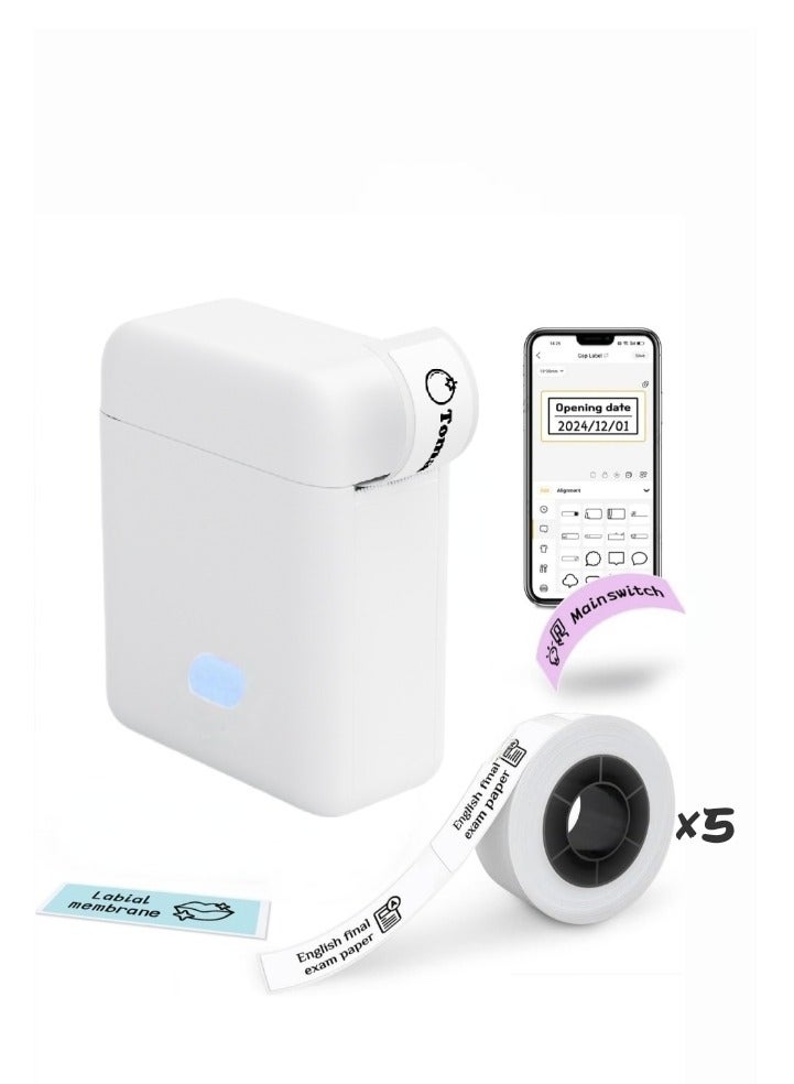 Smart Printer,Label Maker Machine with Tape, Portable Bluetooth Label Printer, Mini Sticker Printer with 0.59x1.18 Inches Labels for Storage, Shipping, Barcode, Mailing, Office, Home, Organizing - Image 1
