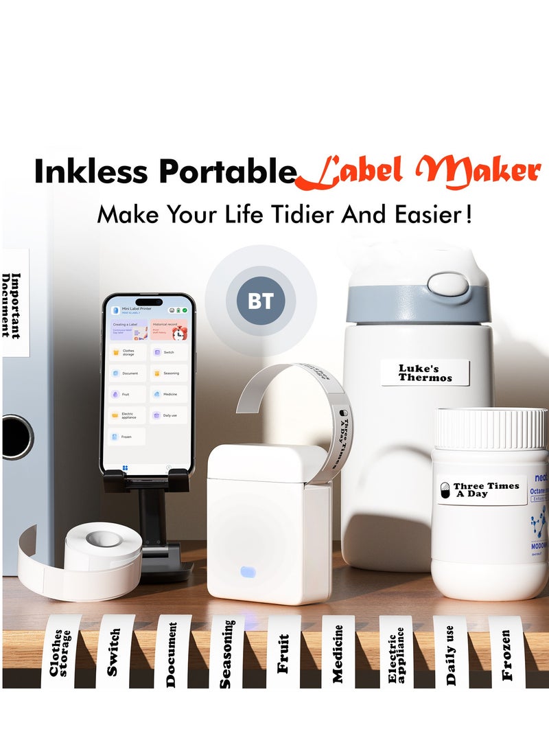 Smart Printer,Label Maker Machine with Tape, Portable Bluetooth Label Printer, Mini Sticker Printer with 0.59x1.18 Inches Labels for Storage, Shipping, Barcode, Mailing, Office, Home, Organizing - Image 2