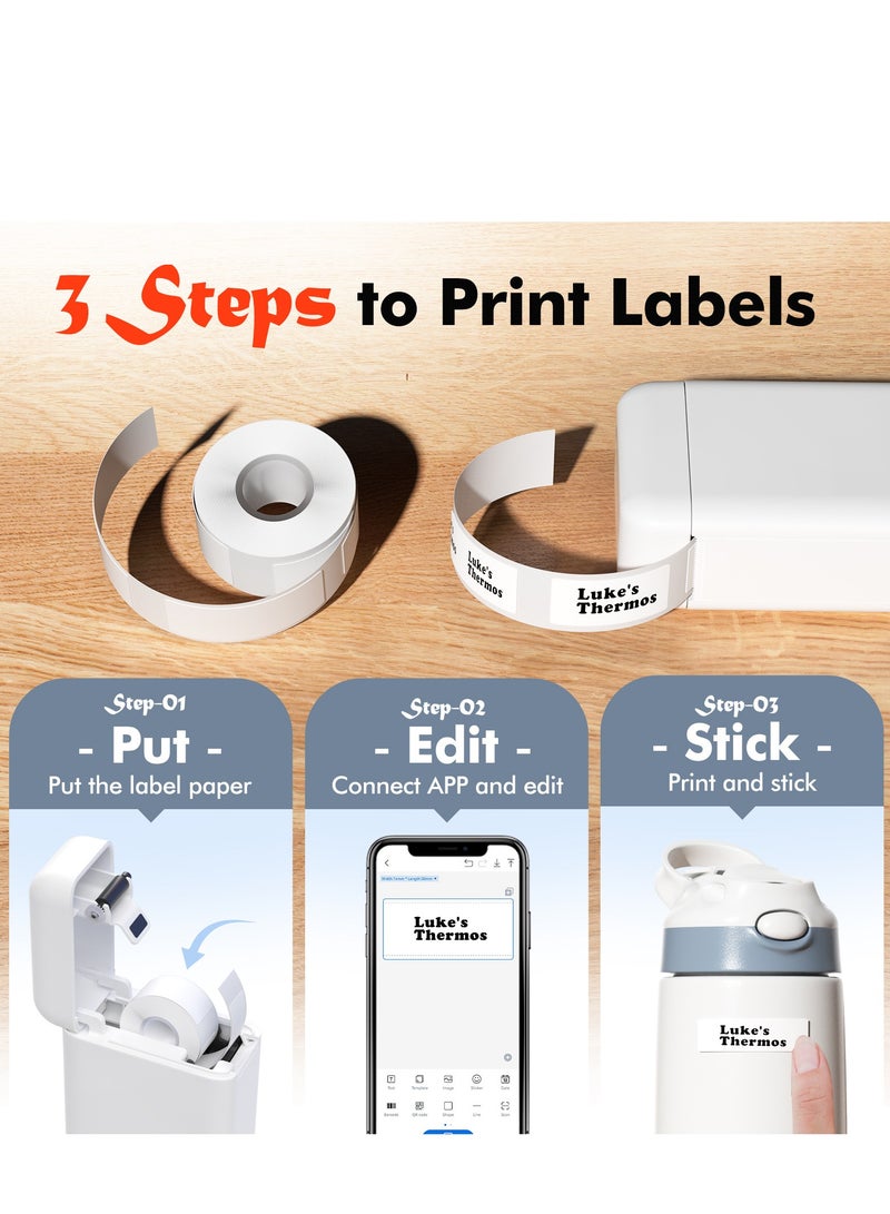 Smart Printer,Label Maker Machine with Tape, Portable Bluetooth Label Printer, Mini Sticker Printer with 0.59x1.18 Inches Labels for Storage, Shipping, Barcode, Mailing, Office, Home, Organizing - Image 3