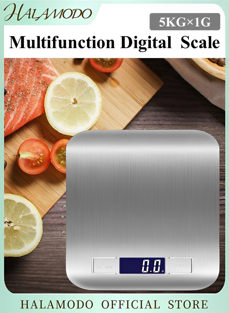 HALAMODO Digital Kitchen Scale Multifunction Food Scale Measure Weight Accurately Stainless Steel Scale Digital Weight with Large LCD Display & Waterproof - Image 1