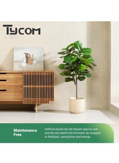 TYCOM Artificial Tree Fake Plants Fake Trees Faux Plants Indoor Realistic Plants for Office Home Room Store Decor Height 120 CM Fiddle Leaf Fig.  - Image 3