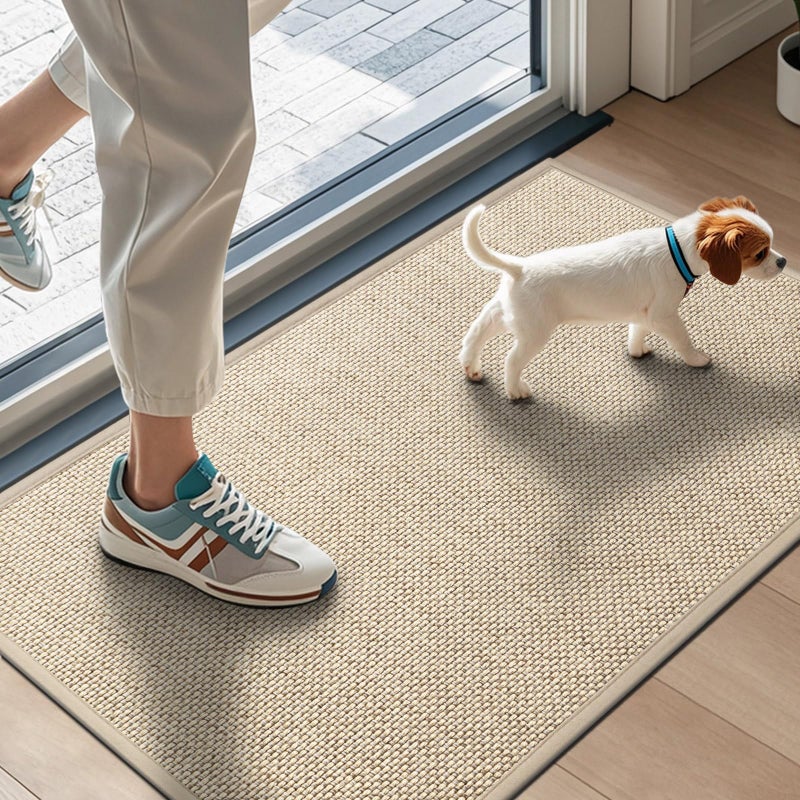 LEKEEPGO Door Mat 17x29 Door Mat Indoor Entrance Non Slip Rubber Backing Front Door Mat Washable Absorbent Inside Door Mat LowProfile Doormat Entryway Mat Resist Dirt Indoor Door Mat Khaki