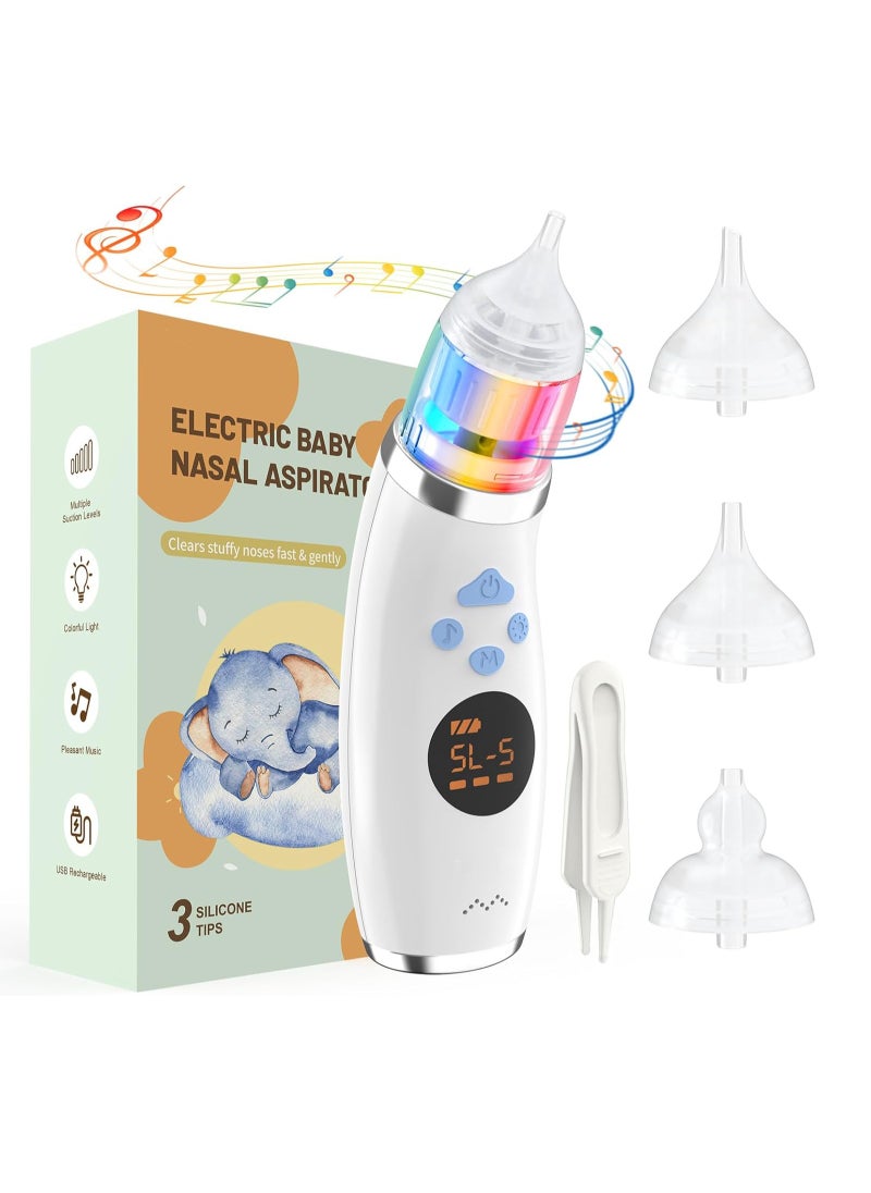 XiuWoo Electric LCD Display 5 Speed Adjustable Baby Nasal Aspirator, Ultra-Quiet Nose Cleaner, Silicone Nose Auctioneers, Baby Nose Cleaner, Snot Cleaner with 3 Tips, Music, Light, Auctioneers Storage  - Image 1