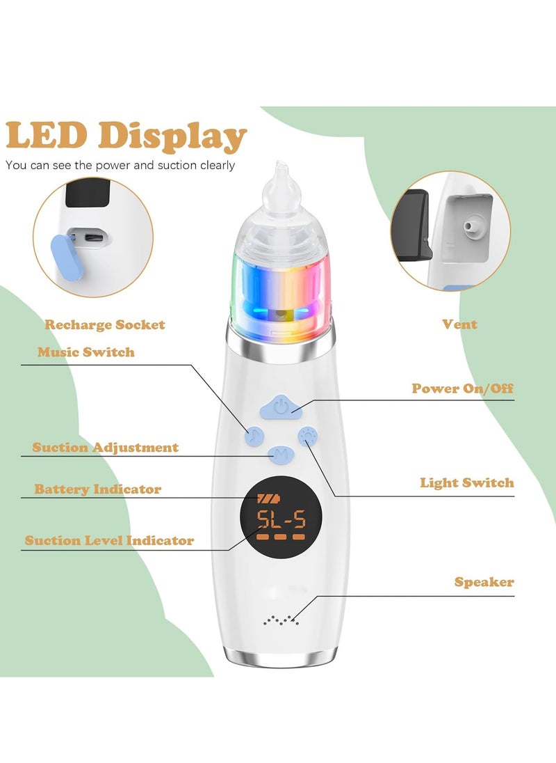 XiuWoo Electric LCD Display 5 Speed Adjustable Baby Nasal Aspirator, Ultra-Quiet Nose Cleaner, Silicone Nose Auctioneers, Baby Nose Cleaner, Snot Cleaner with 3 Tips, Music, Light, Auctioneers Storage  - Image 2