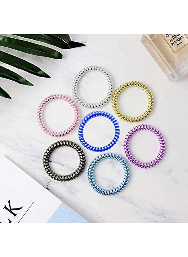 Winrase 24Pcs Colorful Spiral Phone Cord Hair Ties Elastics Coil Hair Ties Waterproof Hair Coils Ponytail Holder For Women Girls - Image 5