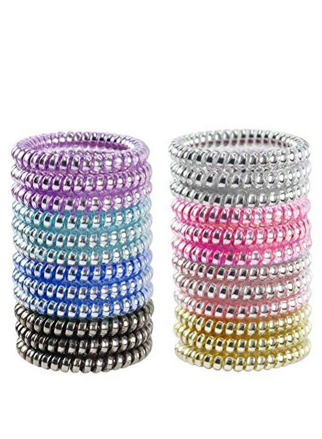Winrase 24Pcs Colorful Spiral Phone Cord Hair Ties Elastics Coil Hair Ties Waterproof Hair Coils Ponytail Holder For Women Girls - Image 3