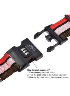 Rubik 78 Inch Heavy Duty Luggage Strap with Password Adjustable Travel Packing Belt for Bag Baggage Suitcase Safety (2 Pack Red/White)  - Image 2