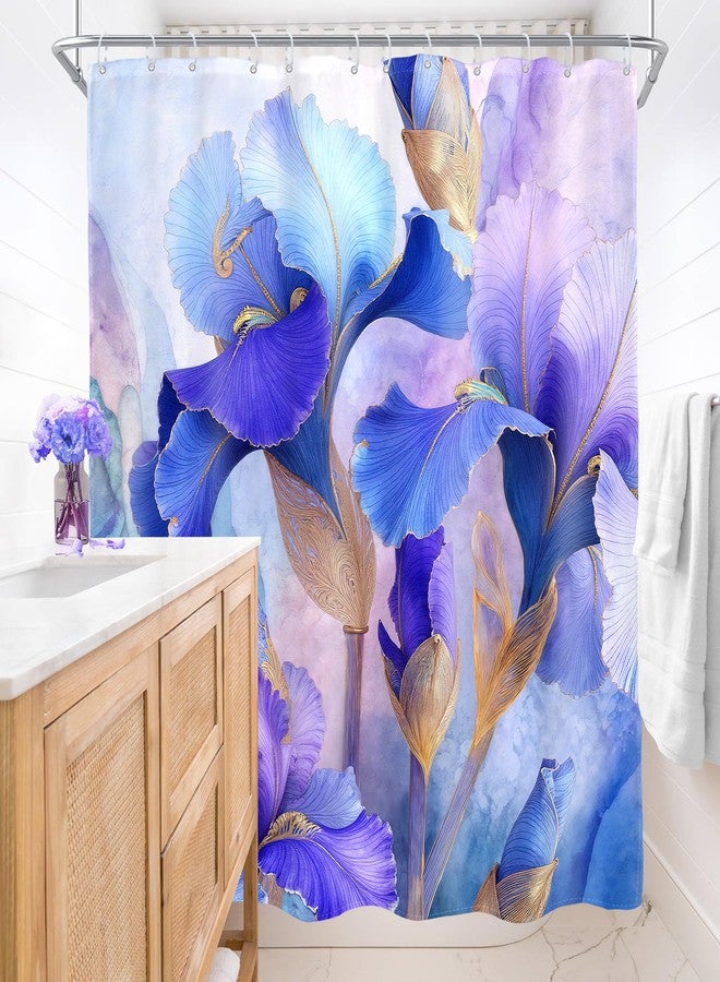 AMBZEK Floral Shower Curtain 72Wx72L Inch Purple Blue Watercolor Flower Abstract Elegant Spring Plants Botanical Artwork Cloth Fabric Waterproof Polyester Bathroom Decor Set with 12 Pack Hook - Image 3