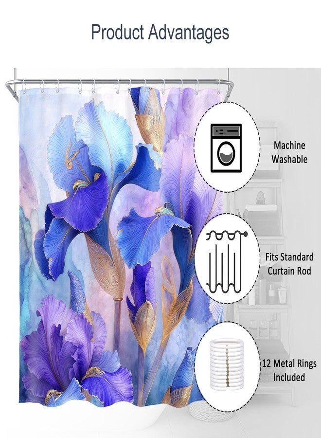 AMBZEK Floral Shower Curtain 72Wx72L Inch Purple Blue Watercolor Flower Abstract Elegant Spring Plants Botanical Artwork Cloth Fabric Waterproof Polyester Bathroom Decor Set with 12 Pack Hook - Image 4