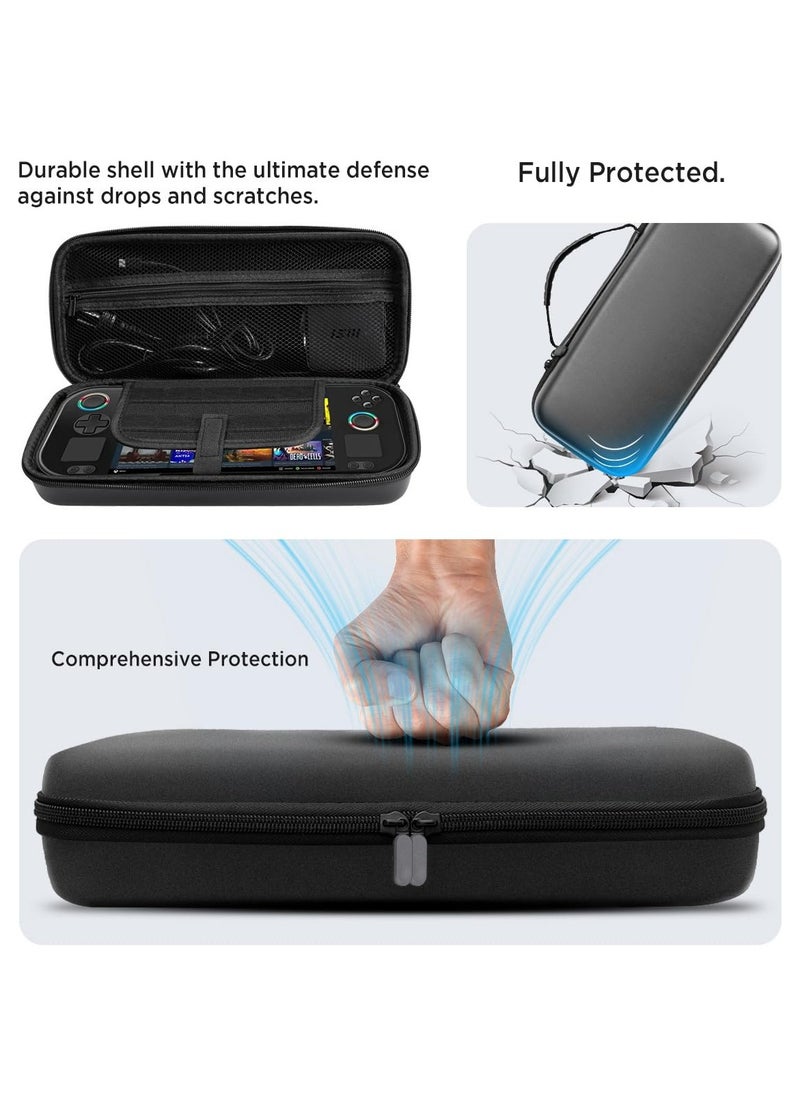 Carrying Case for ASUS Rog Ally/Rog Ally X Shockproof Hard Shell Protective Large Capacity Portable Hard Shell Travel Bag with Built-in 10 Storage Card Slots (Black)