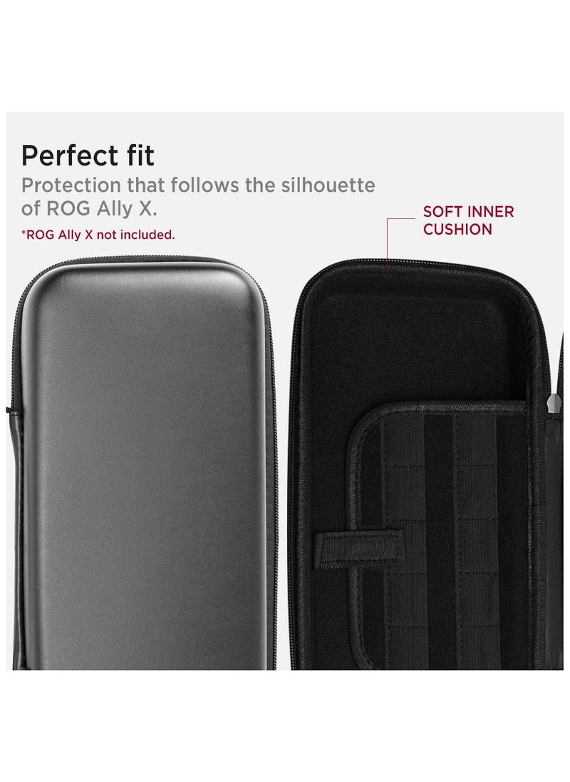 Carrying Case for ASUS Rog Ally/Rog Ally X Shockproof Hard Shell Protective Large Capacity Portable Hard Shell Travel Bag with Built-in 10 Storage Card Slots (Black)