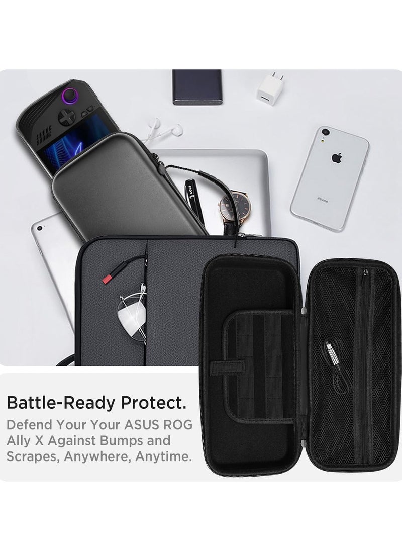Carrying Case for ASUS Rog Ally/Rog Ally X Shockproof Hard Shell Protective Large Capacity Portable Hard Shell Travel Bag with Built-in 10 Storage Card Slots (Black)