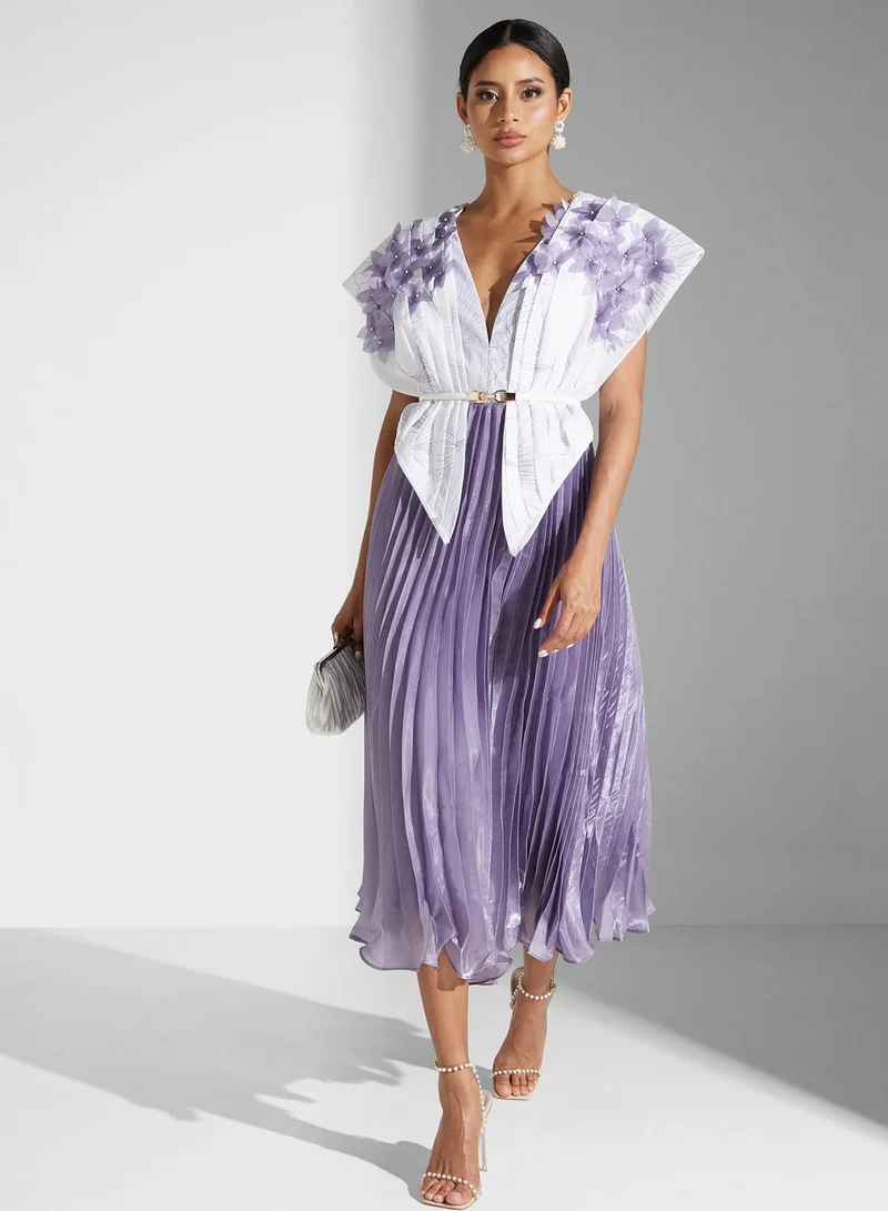Threadz by Ajooni Floral Pleated Midi Dress
