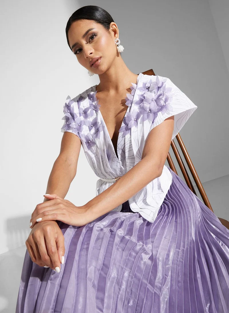 Threadz by Ajooni Floral Pleated Midi Dress