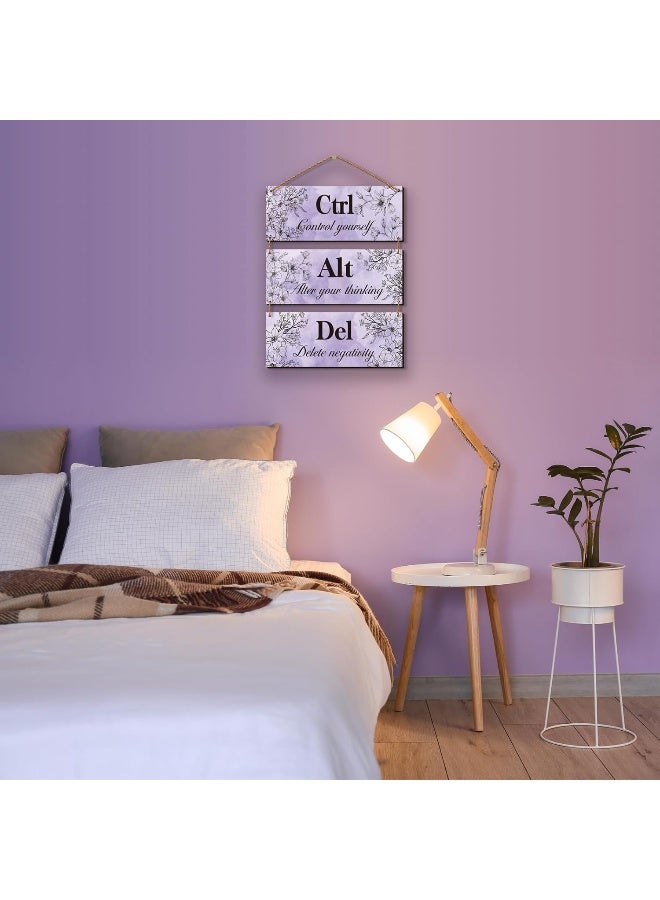 ZINYAZHE 3 Pieces Purple Wall Decor with Positive Quotes Ctrl Alt Del - Image 5