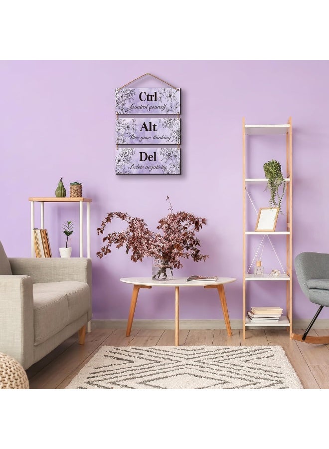 ZINYAZHE 3 Pieces Purple Wall Decor with Positive Quotes Ctrl Alt Del - Image 4