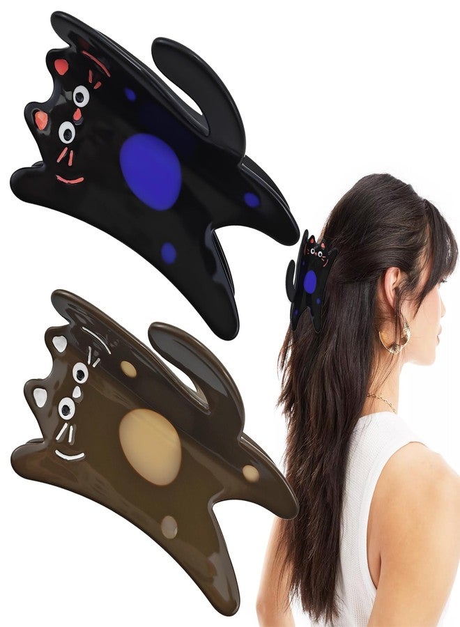 Capiant 2 PACK Cat Hair Clips, Cellulose Acetate Hair Clips, Funny Standing Cat Hair Clip, Cute Small Hairpins Hair Accessories for Women Thick Thin Hair - Image 1