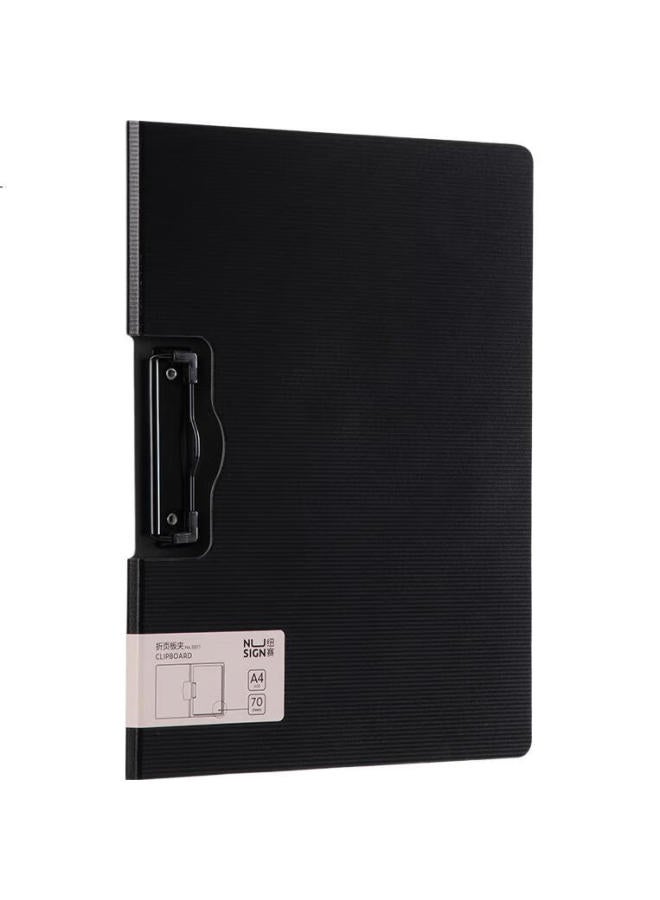 Deli A4 Landscape Folding Clipboard, Conference Folder, File Folder, Student Poetry Recitation Contract Clipboard, Exam Paper Storage Folder, Menu Folder, Office Supplies, Stylish 5011 Black - Image 2
