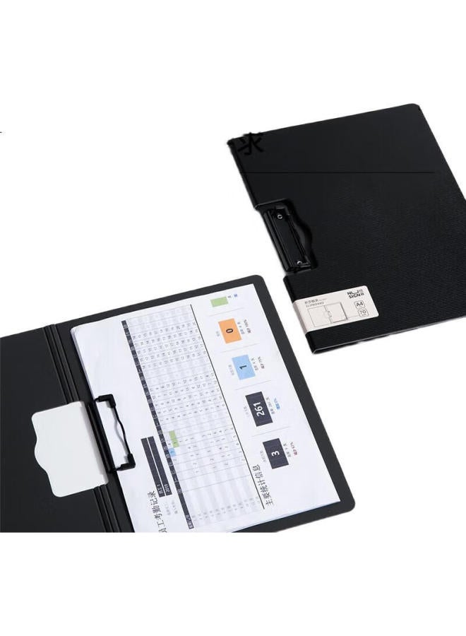 Deli A4 Landscape Folding Clipboard, Conference Folder, File Folder, Student Poetry Recitation Contract Clipboard, Exam Paper Storage Folder, Menu Folder, Office Supplies, Stylish 5011 Black - Image 1