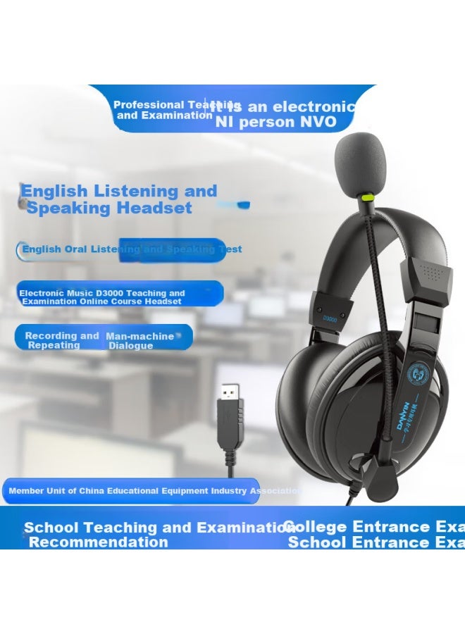 DANYIN D3000 Electronic Music Headphones With Usb Interface For English Listening And Speaking Exams, High School And College Entrance Exams, Oral Practice, Online Cl, Head-mounted Computer Test Preparation, Black - Image 4