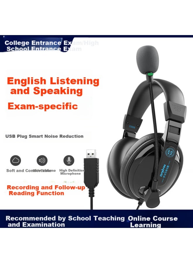 DANYIN D3000 Electronic Music Headphones With Usb Interface For English Listening And Speaking Exams, High School And College Entrance Exams, Oral Practice, Online Cl, Head-mounted Computer Test Preparation, Black - Image 3