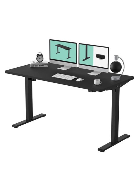 FLEXISPOT 55 X 28 Inches Electric Stand Up Metal Desk Workstation, Home Office Computer Standing Table Height Adjustable Desk Black Frame, Memory, Child