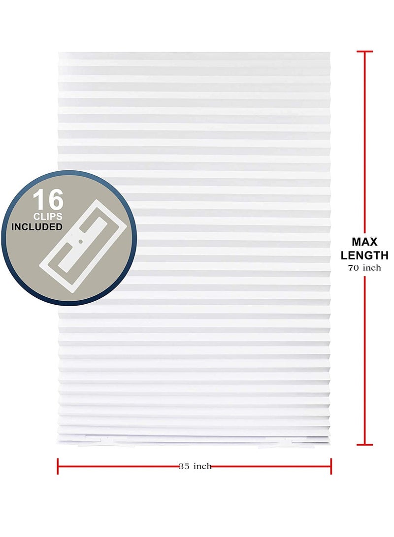 Cordless Pleated Window Shades Light Filtering Blinds Easy to Cut and Install for Home or Office White 35 x 70 inch - Image 5