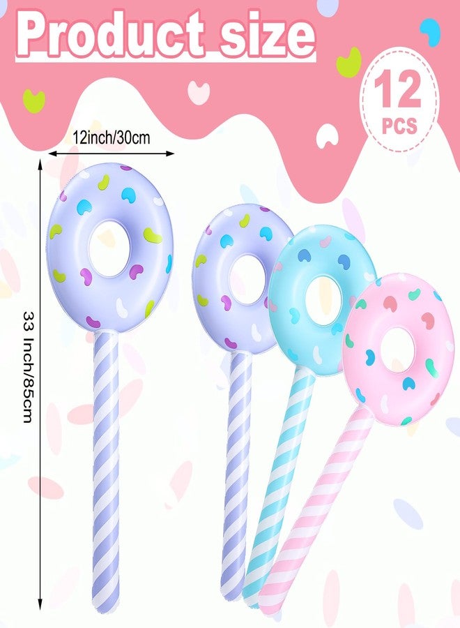 Civaner 6 Pcs Inflatable Donuts 33 Inch Candy Birthday Party Decorations Donut Shape Balloons Large Lollipop Stick Pool Float Candy Themed Party Favors for Kids(Macaron Color) - Image 2
