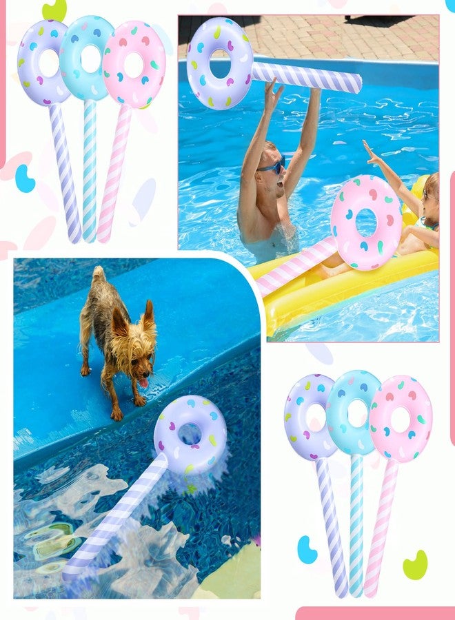 Civaner 6 Pcs Inflatable Donuts 33 Inch Candy Birthday Party Decorations Donut Shape Balloons Large Lollipop Stick Pool Float Candy Themed Party Favors for Kids(Macaron Color) - Image 5