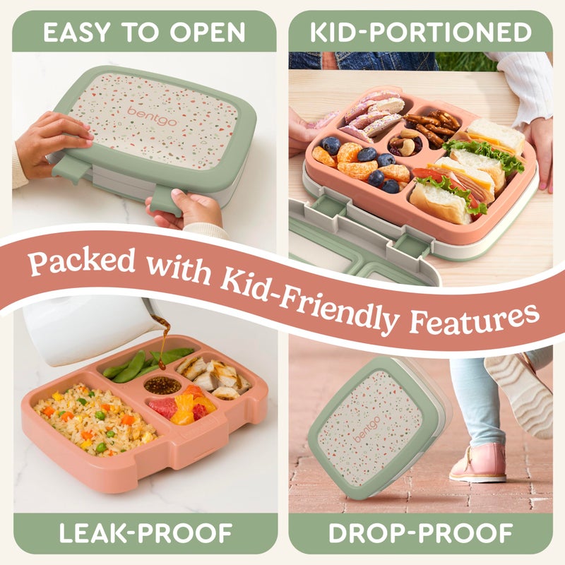 Bentgo Kids 5-Compartment Leak-Proof Bento-Style Lunch Box (Whimsy & Wonder Collection) - Ideal for Ages 3-7  Drop-Proof & Durable  Dishwasher Safe  & Made with BPA-Free Materials (Geo Speckle) - Image 4