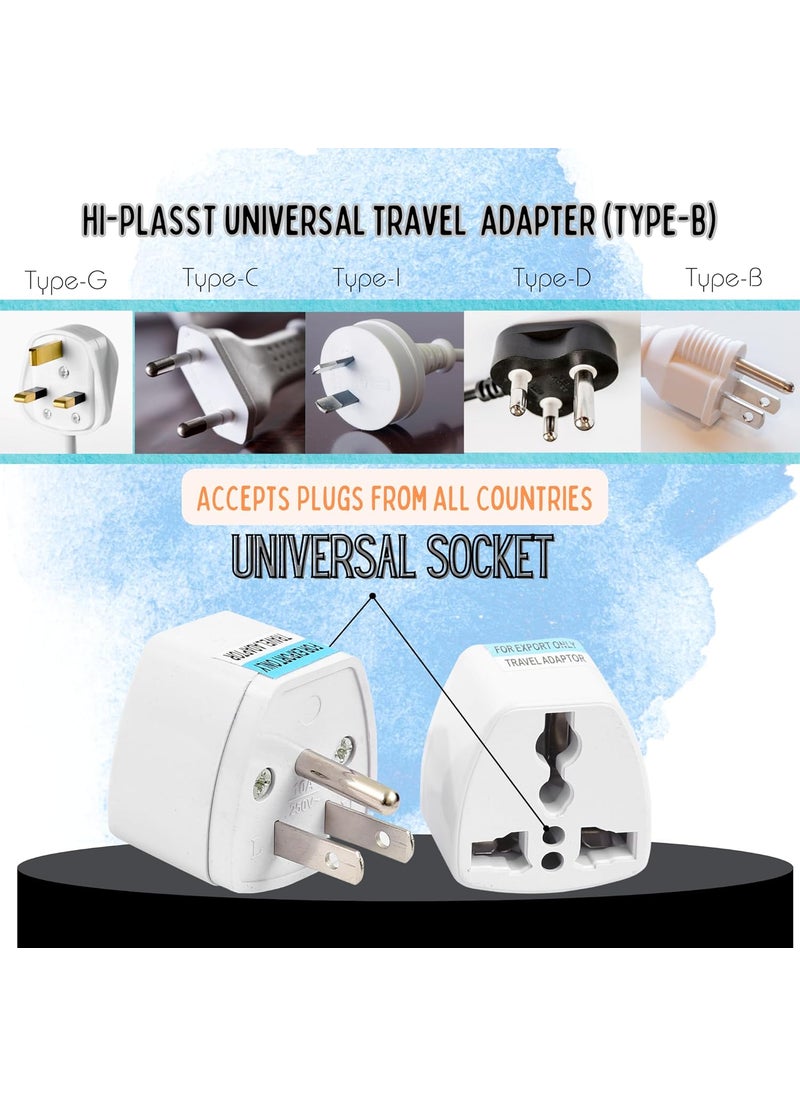 HI PLASST PINS N PLUGS HiPlasst India to USA Type B Plug Adapter Pack of 10 Universal Travel Adapter for US Canada Mexico Japan Thailand Converter for Indian Plugs for Laptop Camera Chargers 10A 250V  - Image 5