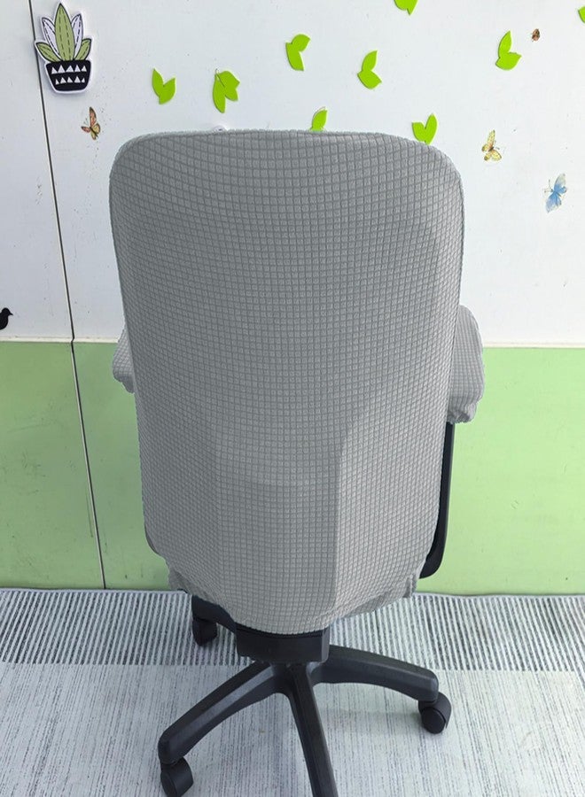 HAPPYDOG 4 Pcs Office Chair Covers Set Stretchable Protective Rotating Computer Chair Seat Covers with Armrest Covers (Light Grey) - Image 4
