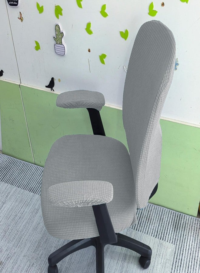 HAPPYDOG 4 Pcs Office Chair Covers Set Stretchable Protective Rotating Computer Chair Seat Covers with Armrest Covers (Light Grey) - Image 3