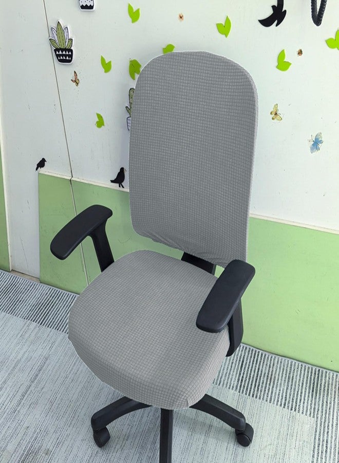HAPPYDOG 4 Pcs Office Chair Covers Set Stretchable Protective Rotating Computer Chair Seat Covers with Armrest Covers (Light Grey) - Image 2