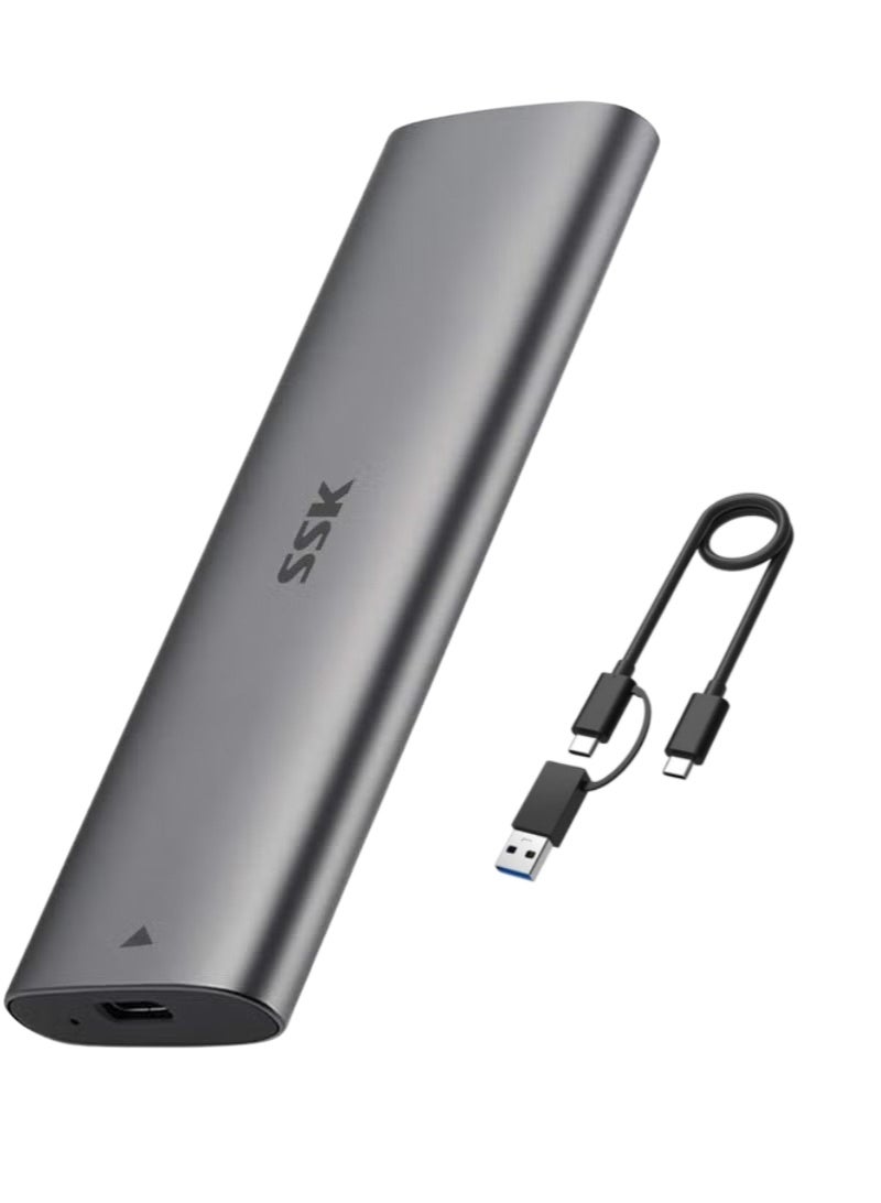SSK enclosure nvme enclosure Aluminum M.2 to USB NVMe SATA SSD Enclosure Reader, Tool-Free USB 3.2 Gen 2 10Gbps NVMe PCI-E 6Gbps SATA M-Key / B+M Key Solid State Drive External Adapter With UASP Trim, for SSDs 2242 2260 2280 - Image 1
