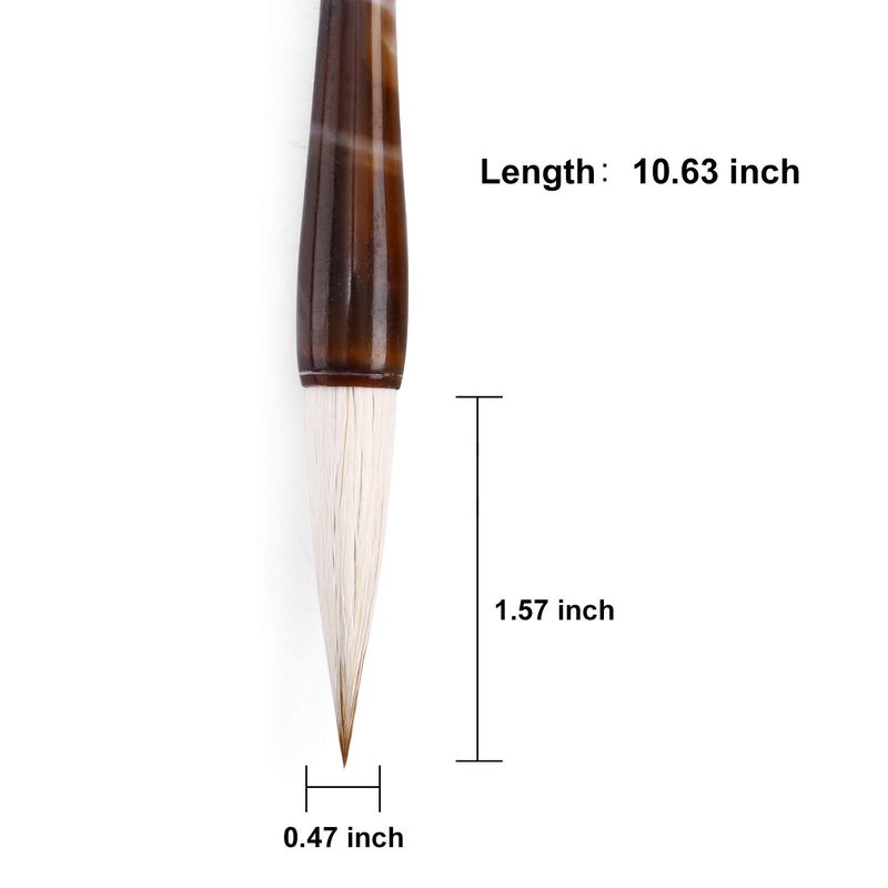MEGREZ Chinese Calligraphy Brush Kanji Japanese Art Sumi Writing Painting Drawing Practicing Brush for Students and Beginners, Wolf Sheep Mix Brush, Large - Image 2