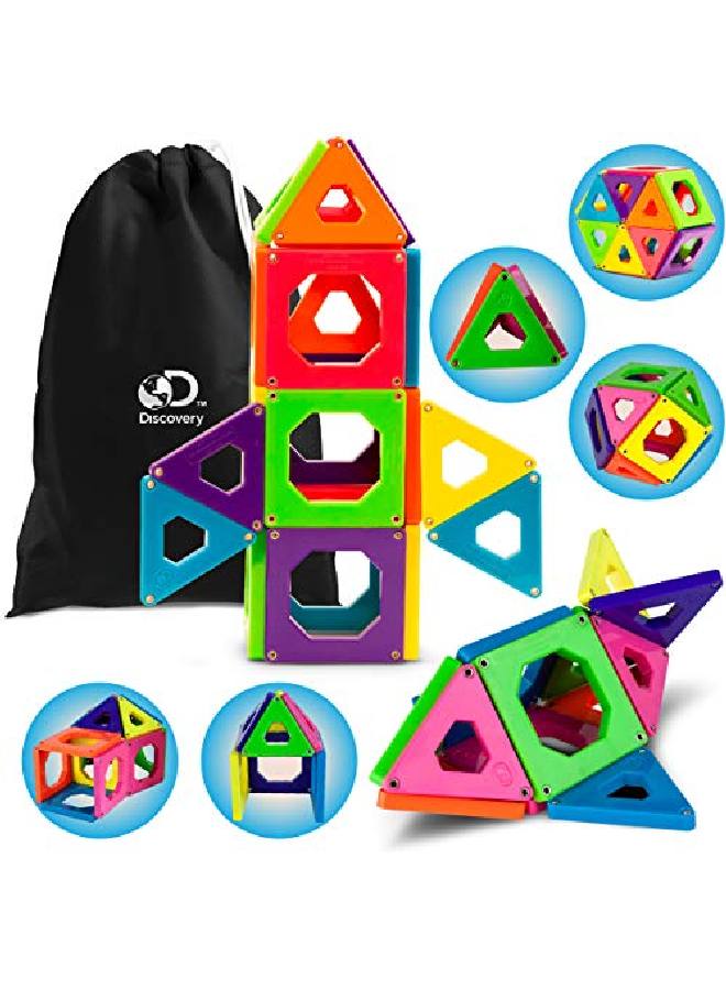 Discovery Kids 24Piece Magnetic Tile Building Blocks Construction Set - Image 2
