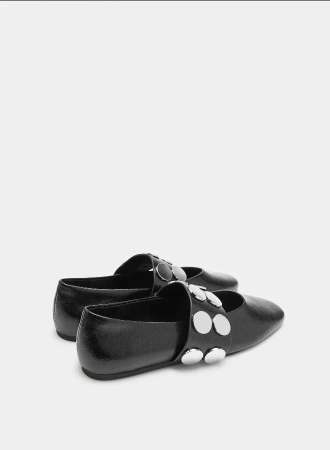 بارفوا أحذية الباليه المسطحة مع حزام وترصيع