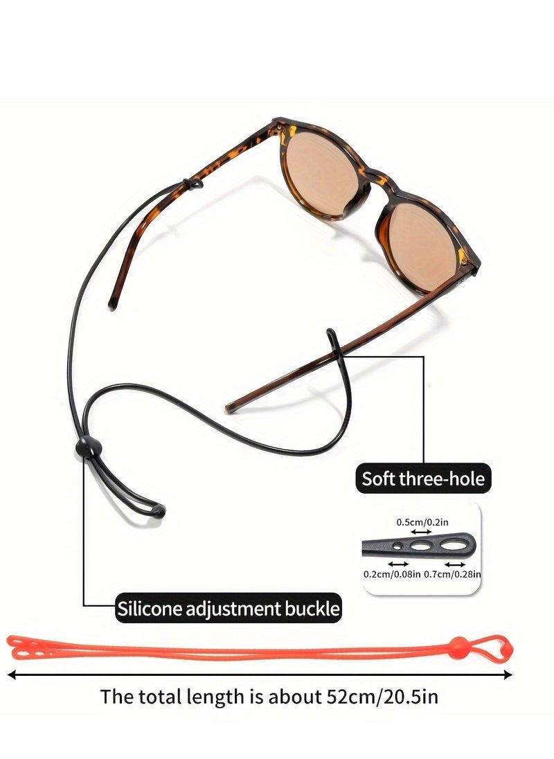6 Pack Silicone Eyeglass Straps, Non-slip Three-hole Eyeglass Frame Straps, Adjustable Eyeglass Cord Straps, Sports Eyeglass Straps, Sunglass Cord Lanyards for Adults and Kids
