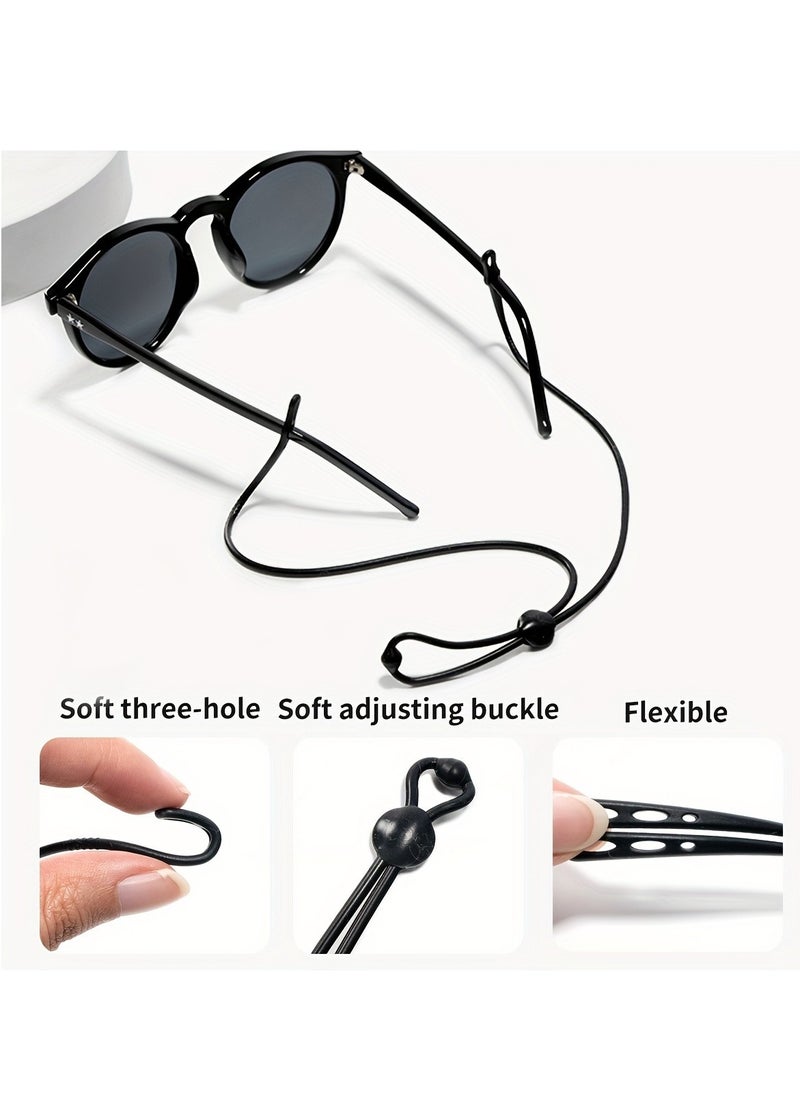 6 Pack Silicone Eyeglass Straps, Non-slip Three-hole Eyeglass Frame Straps, Adjustable Eyeglass Cord Straps, Sports Eyeglass Straps, Sunglass Cord Lanyards for Adults and Kids