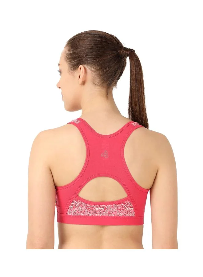 JOCKEY Jockey 1380 Women Wire free Padded Super Combed Cotton Elastane Stretch Printed Full Coverage Racer Back Styling Active Bra with Stay Fresh and Moisture Move Treatment