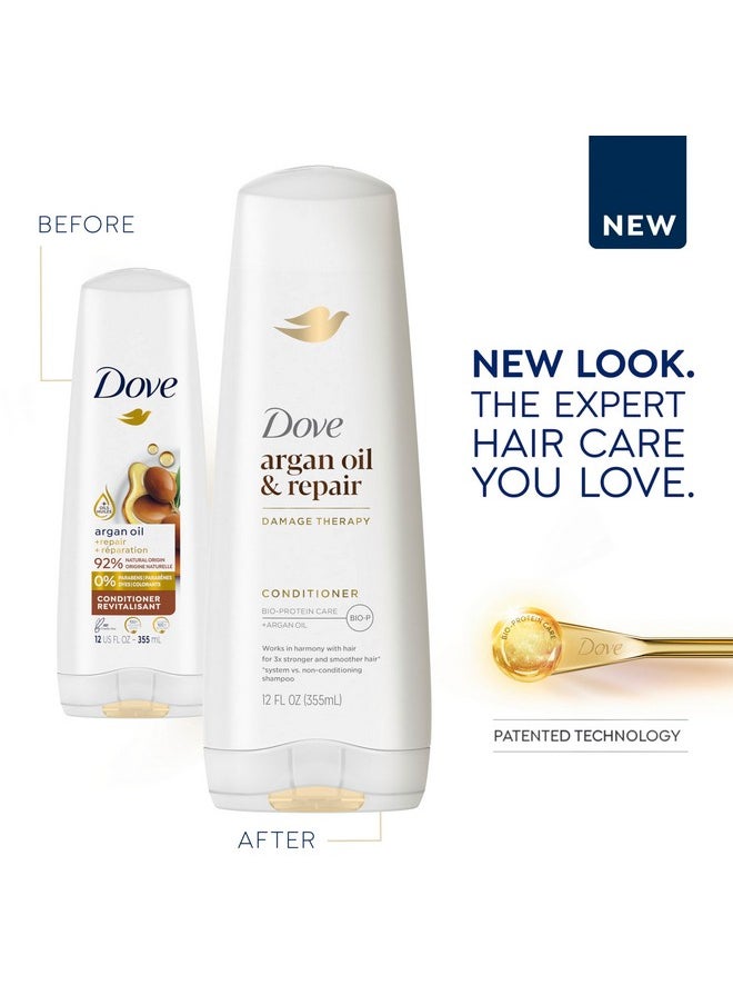 Dove - Conditioner Argan Oil & Damage Repair 1 For Damaged Hair 92% Natural Origin, Paraben Free Conditioner 12 Oz - Image 1