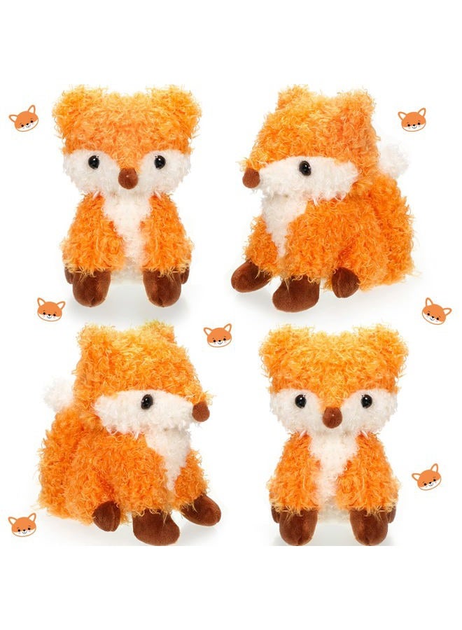 Aoriher 4 Pcs Fox Plush Stuffed Animal Stuffed Fox Toy Small Fox Baby Stuff Woodland Stuffed Fox Plush Toy for Nursery Home Bedroom Decor Animal Theme Party Supplies, 5 Inches, Brown and White - Image 1