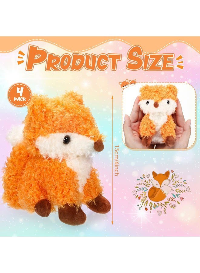 Aoriher 4 Pcs Fox Plush Stuffed Animal Stuffed Fox Toy Small Fox Baby Stuff Woodland Stuffed Fox Plush Toy for Nursery Home Bedroom Decor Animal Theme Party Supplies, 5 Inches, Brown and White - Image 2