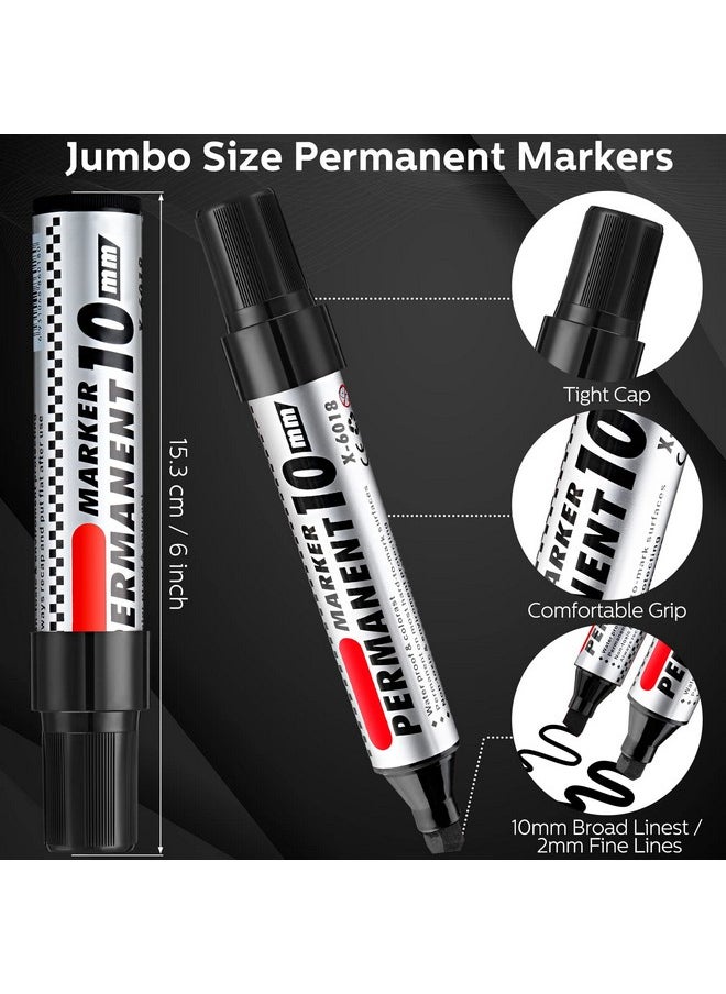 Teling - 12 Pcs Jumbo Size Permanent Markers Bulk Chisel Tip Big Marker Pens Markers Set For Industrial Use Work On Wood Metal Plastic Stone Glass - Image 1