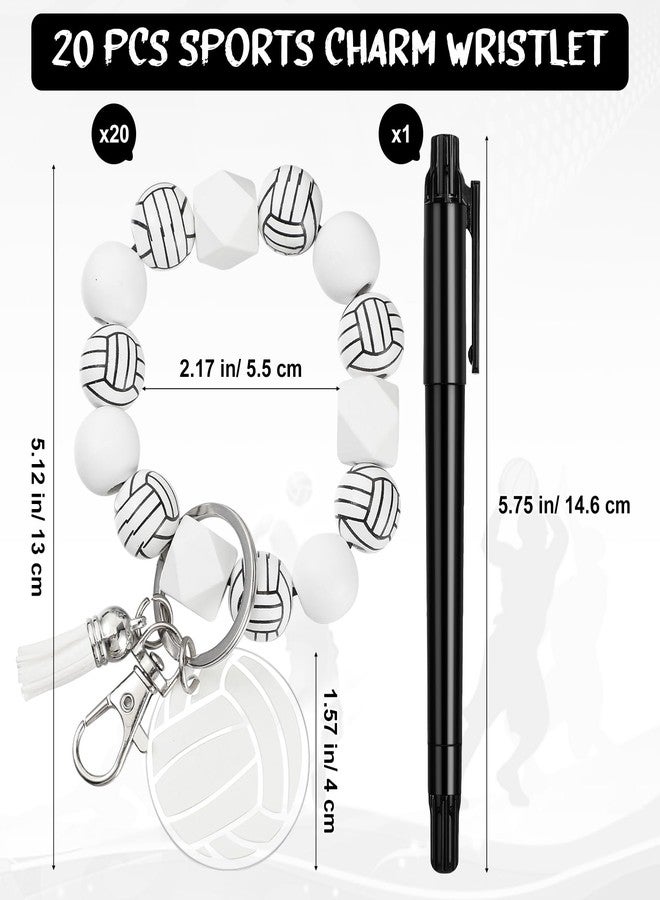 Siifert 20 Pcs Volleyball Charm Keychains Team Gifts Wood Bead Sports Wristlet Bracelets Volleyball Favors for Coach Players - Image 2