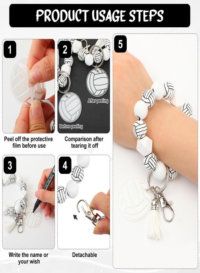 Siifert 20 Pcs Volleyball Charm Keychains Team Gifts Wood Bead Sports Wristlet Bracelets Volleyball Favors for Coach Players - Image 4