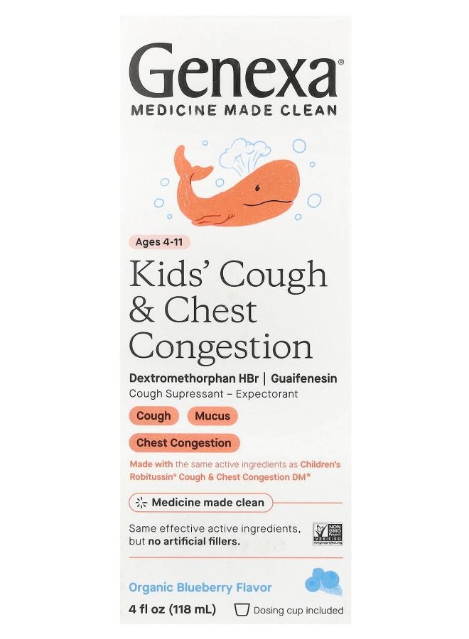 Kid's Cough & Chest Congestion Ages 4-11 Organic Blueberry 4 fl oz (118 ml)