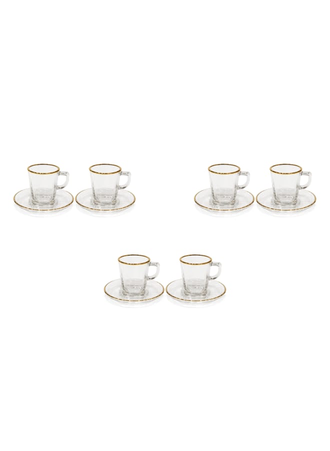باساباتشي Squared Glass Coffee Set 6 Pieces - Gold - 100 gold 100ml - Image 1